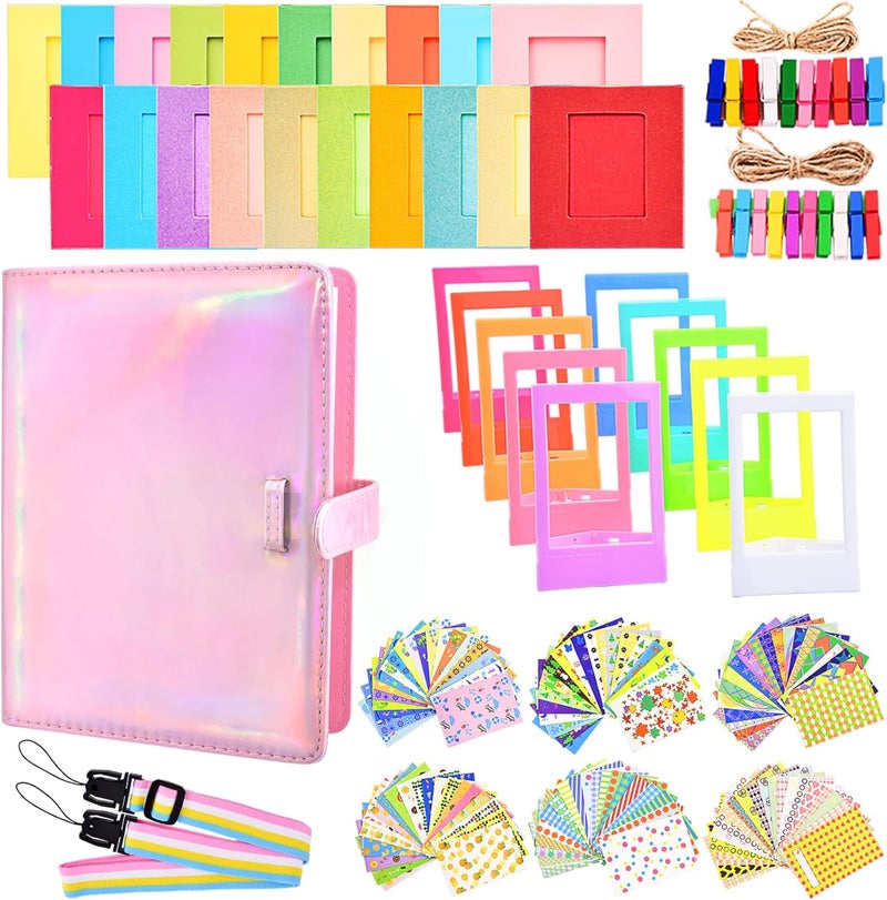 Sunmns Accessories Bundle Kit Compatible with Fujifilm Instax Mini 12 11 9 8 90 70 Instant Camera, Include Album, Film Stickers, Photo Frames, Hanging Frame, Strap (Bright Pink) - Image 1